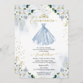 ブルーフローラキンセアニェラ招待状バイリンガル 招待状 (正面/裏面)