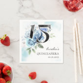 ブルーフローラキンセアニェラ15誕生日 スタンダードカクテルナプキン (インサイチュ)