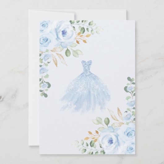 ブルーフローラキンセアニラミクリン15誕生日 招待状 (裏面)