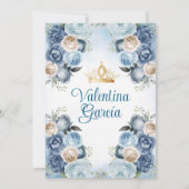 ブルーフローラキンセアニラ15アノス金ゴールドクラウングリッター 招待状 (裏面)