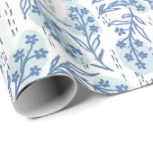 ブルーフローラギフト包装紙 ラッピングペーパー (ロールコーナー)