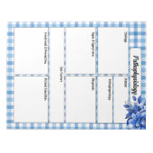 ブルーフローラギンガム_病態生理学温度 ノートパッド (正面)