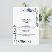 ブルーフローラクリスチャン生活葬儀お祝い サンキューカード (スタンド正面)