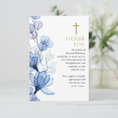 ブルーフローラクリスチャン生活葬儀お祝い サンキューカード (スタンド正面)