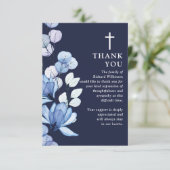 ブルーフローラクリスチャン生活葬儀お祝い サンキューカード (スタンド正面)