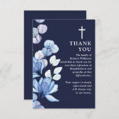 ブルーフローラクリスチャン生活葬儀お祝い サンキューカード (正面/裏面)