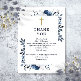 ブルーフローラクリスチャン生活葬儀お祝い サンキューカード