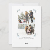 ブルーフローラクリスマスフォトフラットホリデーカード シーズンカード (裏面)