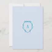 ブルーフローラクレストモノグラムイニシャルブライダルシャワー 招待状 (裏面)