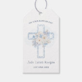 ブルーフローラクロスバプテスマ ギフトタグ (正面)