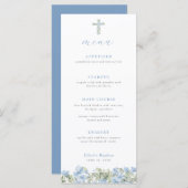 ブルーフローラクロスバプテスムメニューforボーイズ《キリスト教》洗礼式や命名式 メニュー (正面/裏面)