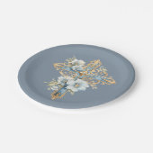 ブルーフローラクロスファースト聖餐式 ペーパープレート (アングル)