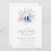 ブルーフローラクロスファースト聖餐式 招待状 (正面/裏面)