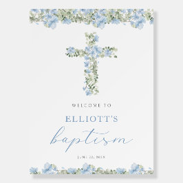 ブルーフローラクロスボーイバプティスウェルカムサイン