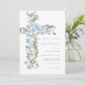 ブルーフローラクロスボーイバプテスマ招待状 招待状 (スタンド正面)