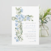 ブルーフローラクロスボーイファーストホーリーコミュニオン招待状 招待状 (スタンド正面)