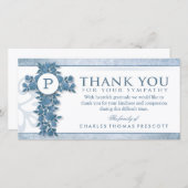 ブルーフローラクロスモノグラムサンキュー悔やみや弔慰 サンキューカード (正面/裏面)