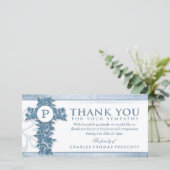 ブルーフローラクロスモノグラムサンキュー悔やみや弔慰 サンキューカード (スタンド正面)