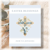 ブルーフローラクロス宗教復活祭恵み ポストカード