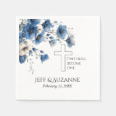 ブルーフローラクロス2が一結婚つ スタンダードカクテルナプキン (正面)