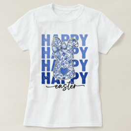 ブルーフローラグリッターイースターバニーコケット Tシャツ