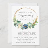 ブルーフローラグリーナリーバプティスボーイ招待状 招待状 (正面)