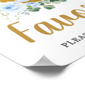 ブルーフローラグリーンエレファントクレセントムーンウィズビリーズ ポスター (角)