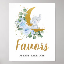 ブルーフローラグリーンエレファントクレセントムーンウィズビリーズ ポスター