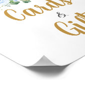 ブルーフローラグリーンリーエレファントムーンカードとギフト ポスター (角)