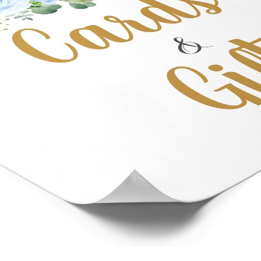 ブルーフローラグリーンリーエレファントムーンカードとギフト ポスター (角)