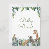 ブルーフローラグリーンリーサファリベイビーシャワー 招待状 (裏面)