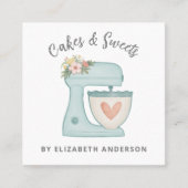 ブルーフローラケーキミキサーベーカリー名刺 スクエア名刺 (正面)