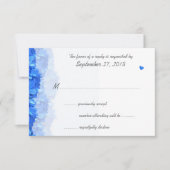 ブルーフローラゲストカウントウェディングRSVPカード 出欠カード (正面)