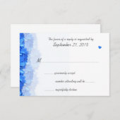 ブルーフローラゲストカウントウェディングRSVPカード 出欠カード (正面/裏面)