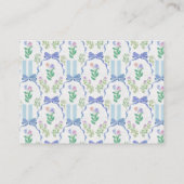 ブルーフローラコケットティーパーティーブライダルシャワー エンクロージャーカード (裏面)