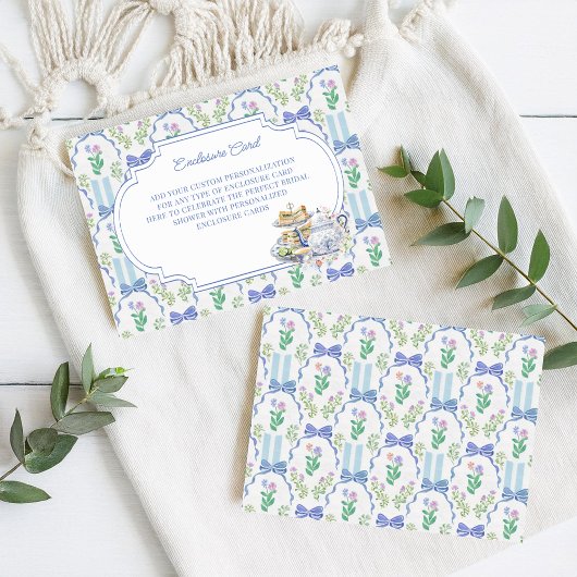 ブルーフローラコケットティーパーティーブライダルシャワー エンクロージャーカード
