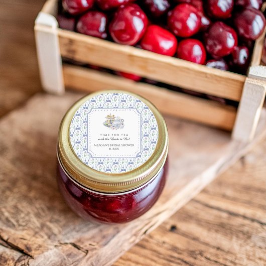 ブルーフローラコケットティーパーティーブライダルシャワー ラウンドシール