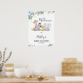 ブルーフローラサファリベイビーシャワーウェルカムサイン ポスター (キッチン)