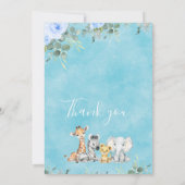 ブルーフローラサファリベビーシャワーサンキューカード 招待状 (裏面)