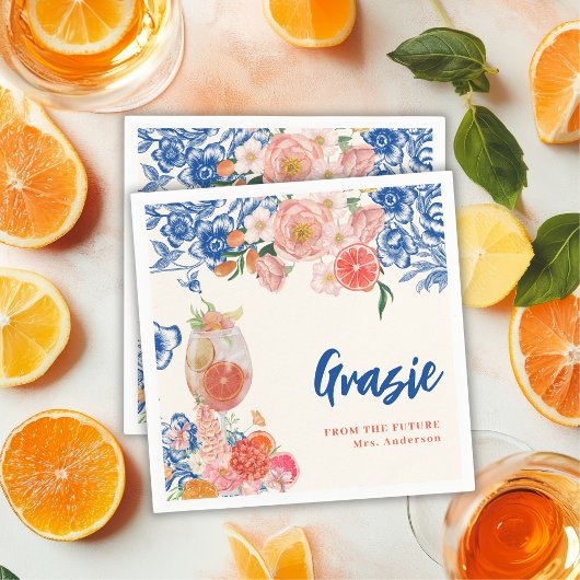 ブルーフローラザアモーレブライダルシャワーgrazie スタンダードカクテルナプキン