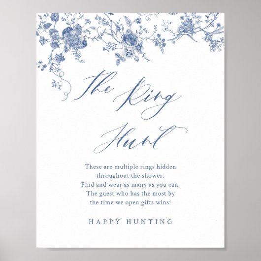 ブルーフローラザリングや輪ゲームブライダルシャワーゲーム ポスター (正面)