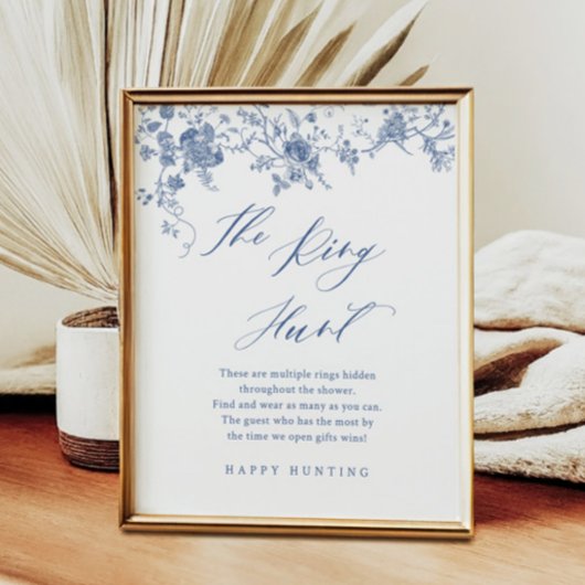 ブルーフローラザリングや輪ゲームブライダルシャワーゲーム ポスター