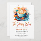 ブルーフローラザ完璧なブレンドカップルシャワー 招待状 (正面/裏面)