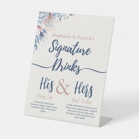 ブルーフローラシグネチャードリンクバー標識 台座サイン (正面)