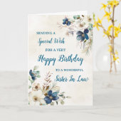 ブルーフローラシスターインロー誕生日カード カード (黄色い花)