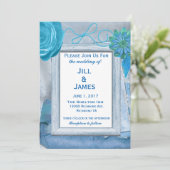 ブルーフローラシック結婚式招待状 招待状 (スタンド正面)