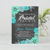 ブルーフローラシャルボードブライダルシャワー招待 招待状 (スタンド正面)