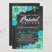 ブルーフローラシャルボードブライダルシャワー招待 招待状 (正面/裏面)