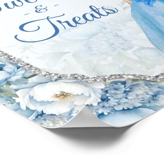 ブルーフローラシルバークラウンキンセアニラスイーツトリート ポスター (角)