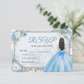 ブルーフローラシルバークラウンキンセニェラRsvp サンキューカード (スタンド正面)